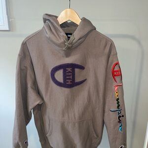 Kith x Champion Logo Hoodie - Cinder
